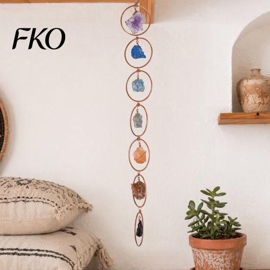 7 Chakra Stone Wall Ornament Faux Crystal Hanging Decoration, Handmade Ornament, Home Natural Healing Window Decor for