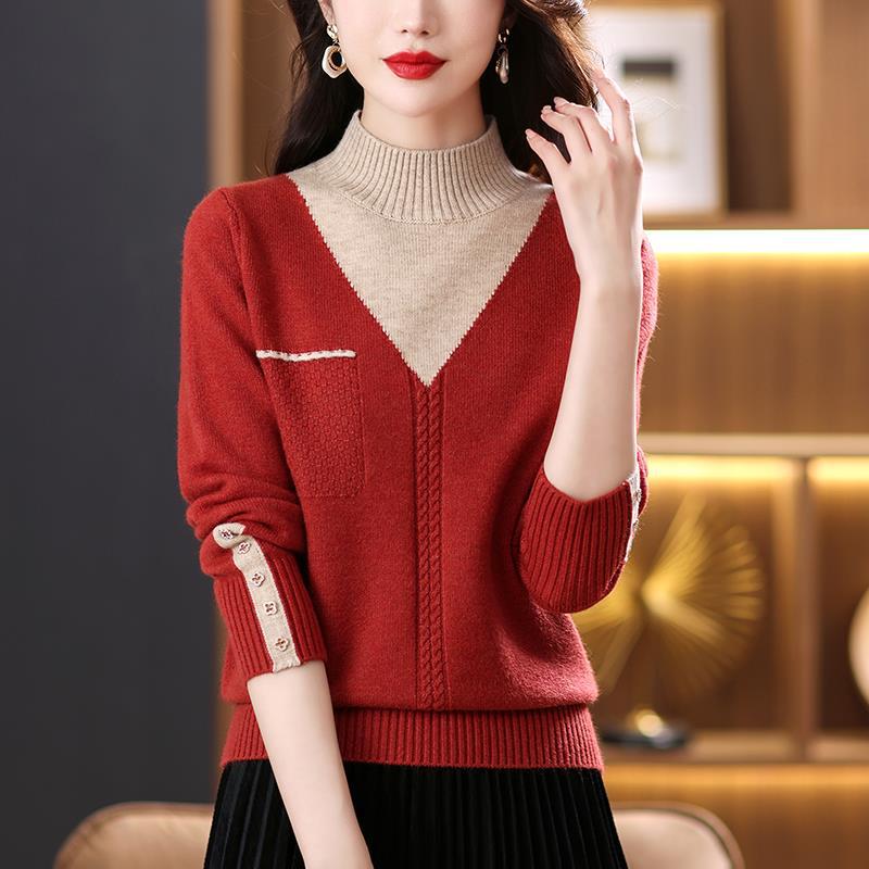 Полуводолазка вязаный свитер женский осень и зима мода мягкий вощеный свитер поддельный свитер из двух частей топ