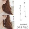 S-shaped Wavy Tassel Rear Hanging Earrings, Women's Flash Diamond Long Earrings, Sweet Temperament, One Pair of Earrings