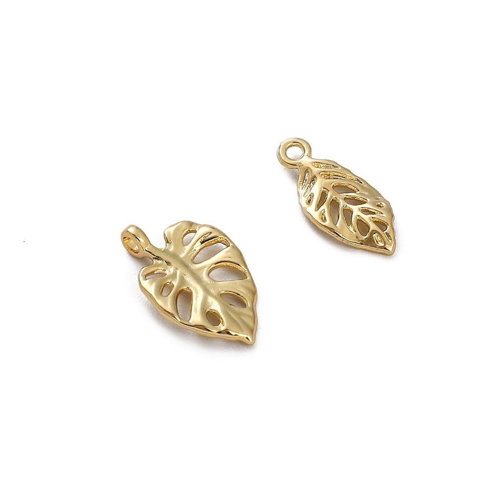 Copper Hollow Three-dimensional Small Leaf Pendant For DIY Jewelry Making Craft Accessories