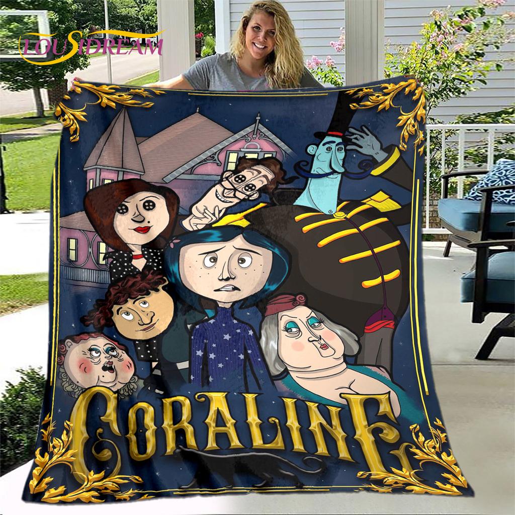 3D мультяшное одеяло Coraline, фланелевое одеяло, детское теплое одеяло для дома, гостиной, спальни, кровати, дивана, офиса