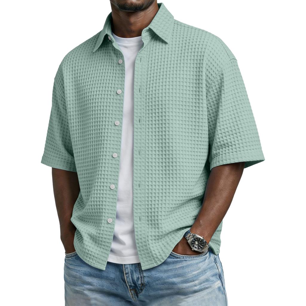 Мужская повседневная рубашка с пуговицами и коротким рукавом