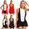 Ringmaster Performance Costume Womens Sleeveless Leotard Dress Halloween Cosplay Party Bodysuit