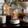 Christmas Figures In Glass Dome Tabletop Decoration LED Light Up Christmas Cloche Ornaments for Indoor Home Tabletop Decor