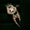 Cute Crown Cat Brooch Diamond Opal Brooch Trend Decorative Female Corsage