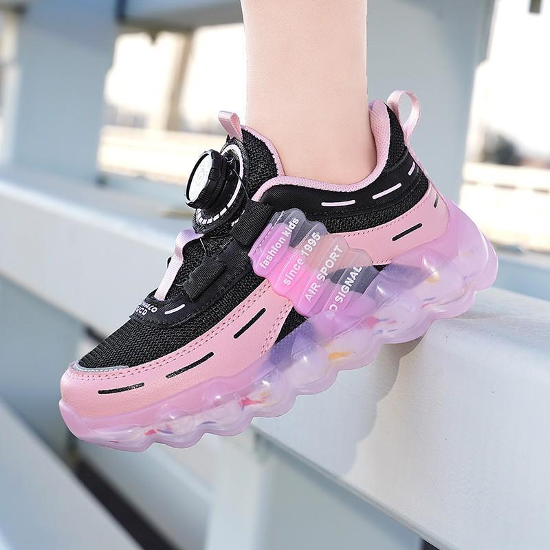 Youth style shoes Kids Rotating Buckle Sneakers Boys Girls Breathable Lightweight Sport Shoes Indoor Outdoor Use