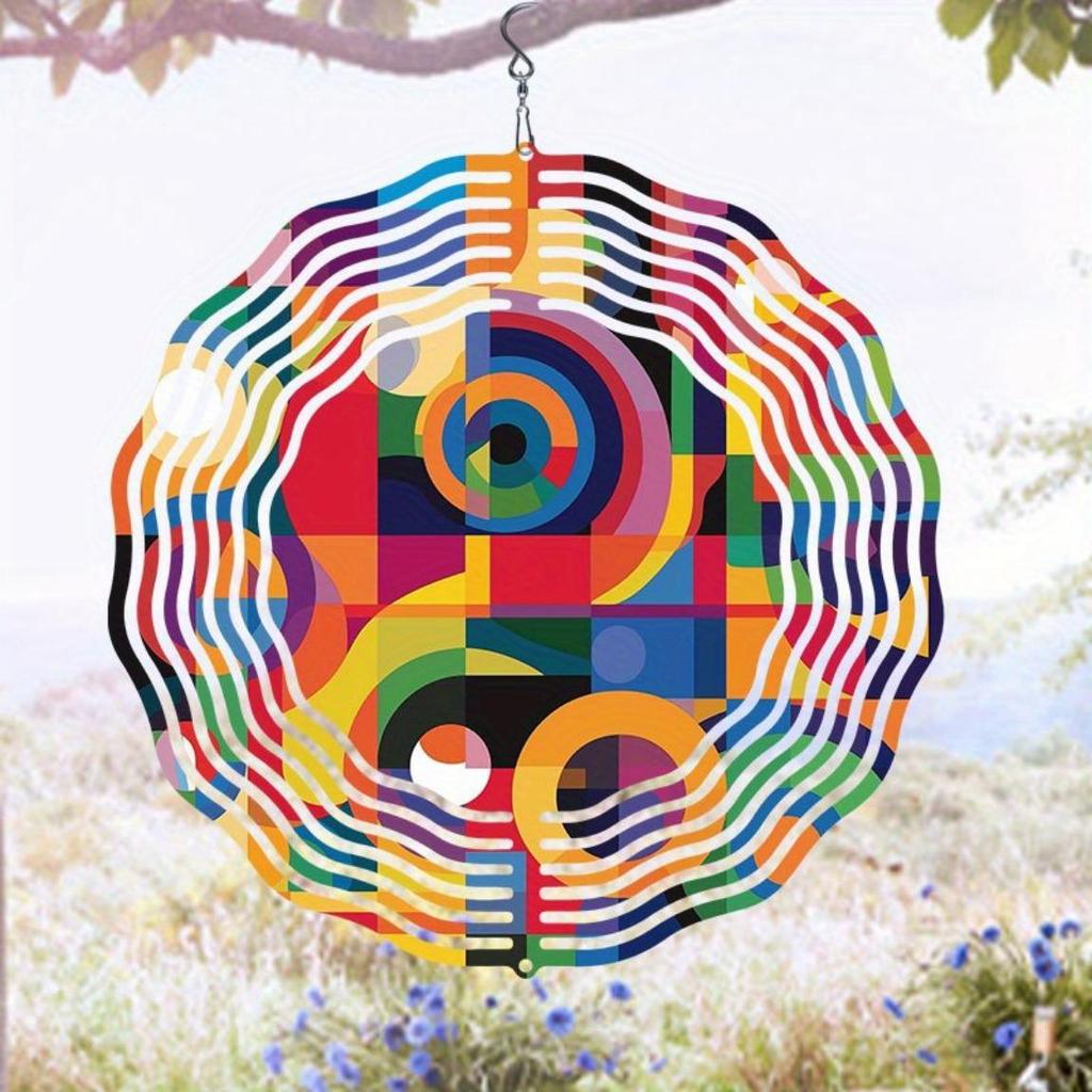 Современный Пэчворк Цветной Арт Ветряная Мельница – Бесконечно Вращающийся Декор для Двора, Сада и Дома на Солнечной Батарее/Аккумуляторе