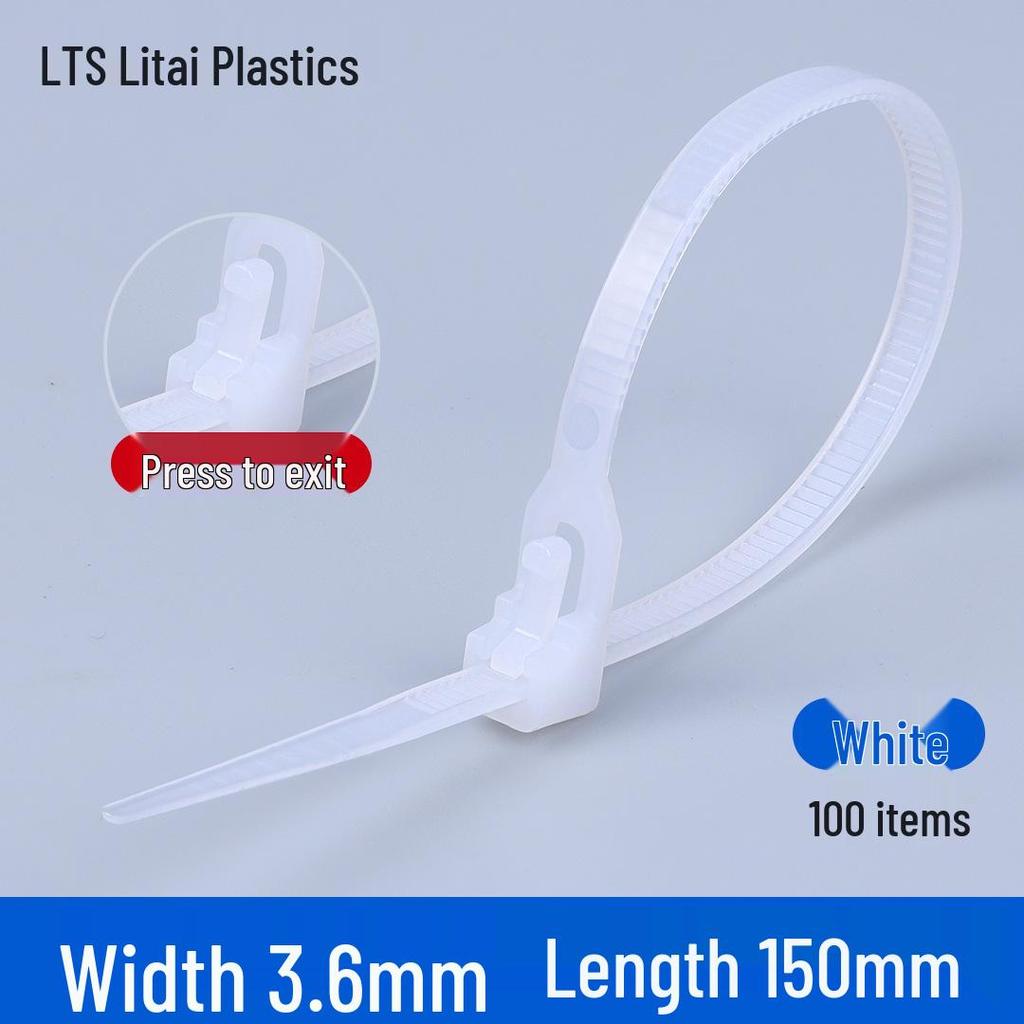 Многоразовая выдвижная нейлоновая кабельная стяжка с пряжкой - 4x150мм