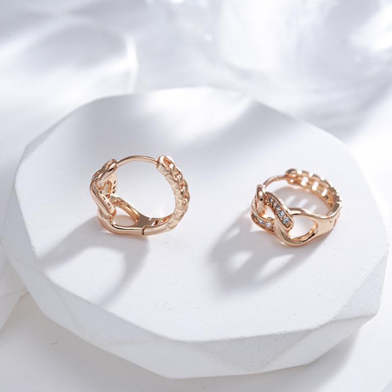 Kinel Vintage Chain Hoop Earrings For Women Rose Gold Color Fine Jewelry
