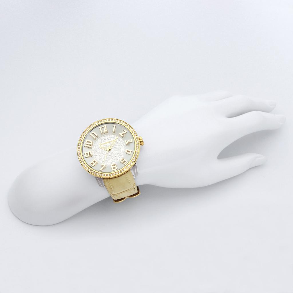 Часы Glam White Dial Polycarbonate Mineral Glass Quartz Watch TY430143 Beige [Tendence] 48.5MM Womens [Товар]
