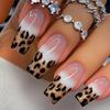 24Pcs Press On Nail Glitters Leopard Designs Full Cover Acrylic False Nail Artificial Nail Manicure Nail Art for Women