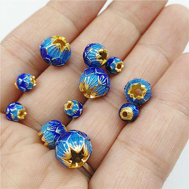 Перегородчатые бусины-разделители 'Лотос' - Эмаль из чистой меди, материалы для изготовления украшений своими руками