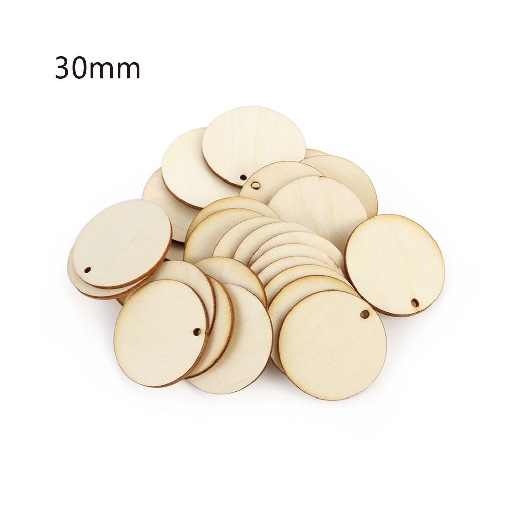 Natural Round Shape Slice Laser Cut Wood DIY Craft Wooden Ornament Wood Piece Hanging Pendant
