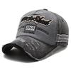 Hat men's and women's spring and summer baseball cap washed old letter embroidery curved edge cap color matching retro sun hat