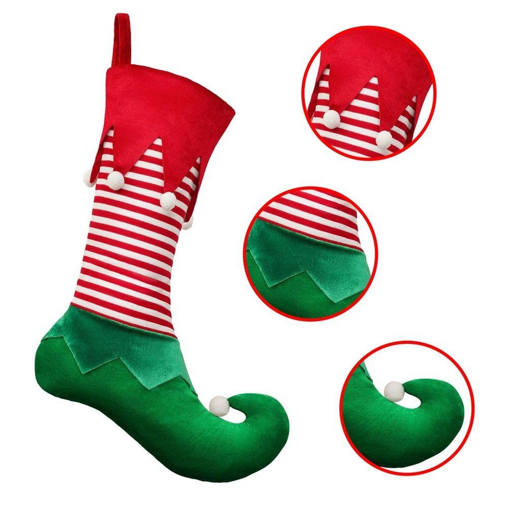 Hanging Elf Christmas Stocking Gift Bag Striped Christmas Stocking Ornaments Kids
