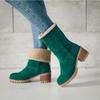Fashion New autumn winter mid length thick heeled suede snow boots simple  comfortable daily casual wear anti slip women's cotton shoe