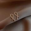 Full Diamond Intertwined Heart Stud Earrings - Silver Needle, Korean Style, Small, Elegant Women's Jewelry (2020)