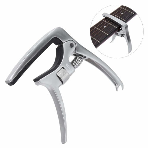 Silver Guitar Capo with Adjustable Screw, Durable and Rust-Resistant Metal Capo for Acoustic, Classical, and Electric Guitars, Universal Guitar Capo