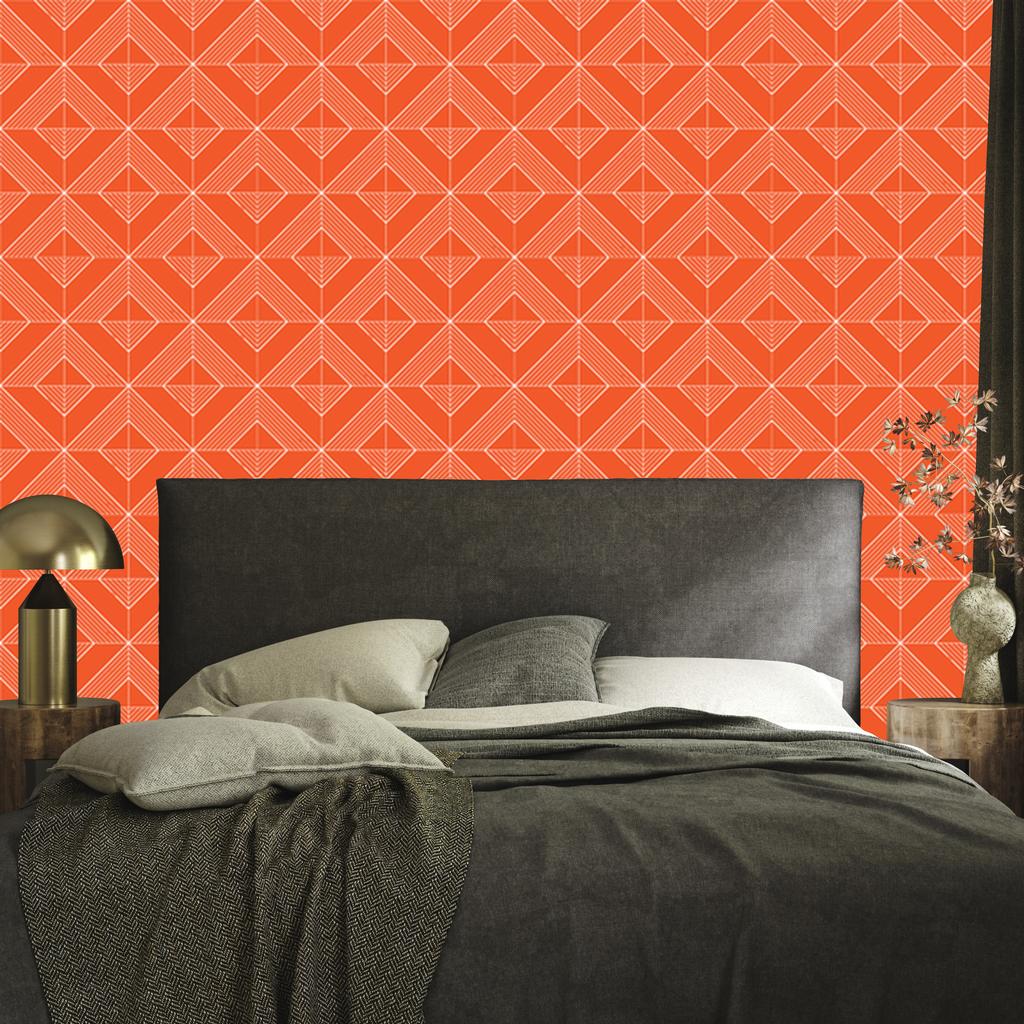 Geometric rhombus wallpaper peach for living room and bedroom 50x1000