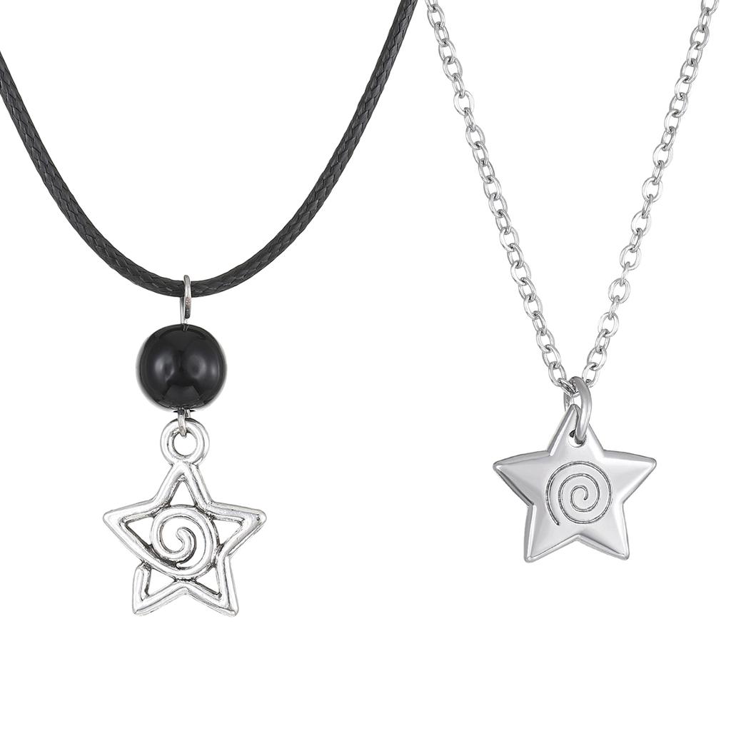 Vintage Swirl Star Pendant Necklace for Women Men Fashion Alloy/Wax Rope Collarbone Chain Aesthetic Jewelry Accessories
