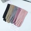 Solid Color Suede Gloves Small Flower Decor Touch Screen Gloves Winter Warm Cold-proof Split Finger Gloves