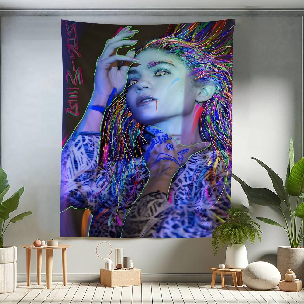Singer Grimes Colorful Tapestry Wall Hanging Hanging Tarot Hippie Wall Rugs Dorm Wall Art Decor