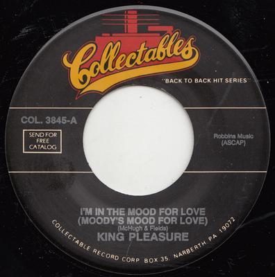 7-дюймовая пластинка KING PLEASURE - I'm In The Mood For Love (Moody's M COL3845 Коллекционные вещи США Джаз Б/У