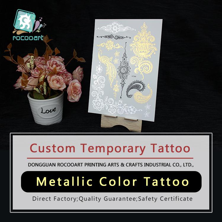 Designing for Free OEM Metallic Tattoo Customize Manufacturer,Custom Waterpoof Body Logo Temporary Tattoo