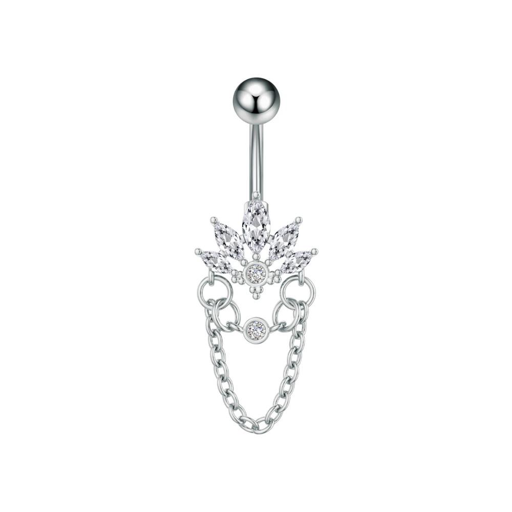 Elegant Crystal Ball Belly Button Rings Copper Shiny Body Jewelry New Gem Navel Piercing  Men