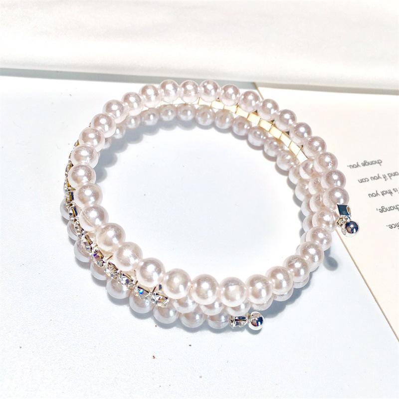 Popular Rhinestone Pearl Bracelet 3 Layers Winding Fashion Bracelet Female Jewelry ADM
