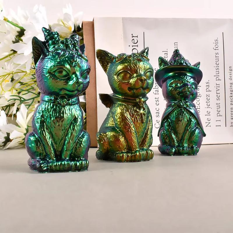 3D Magic Cat Silicone Mold DIY Crystal Epoxy Resin Mold Devil Pirate Cat Key Pendant Animal Ornament Silicone Mold Jewelry Tool