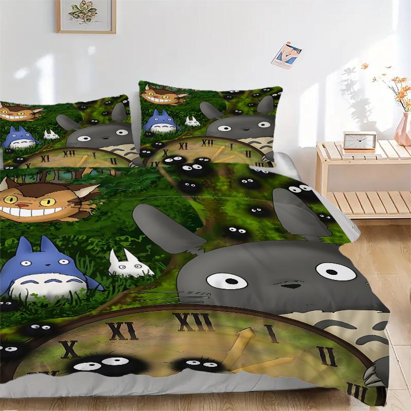 Neighbor Totoro Forest Print 3Pcs Bedding Setduvet Cover With 2 Bedropillowcase Home Birthday Gift