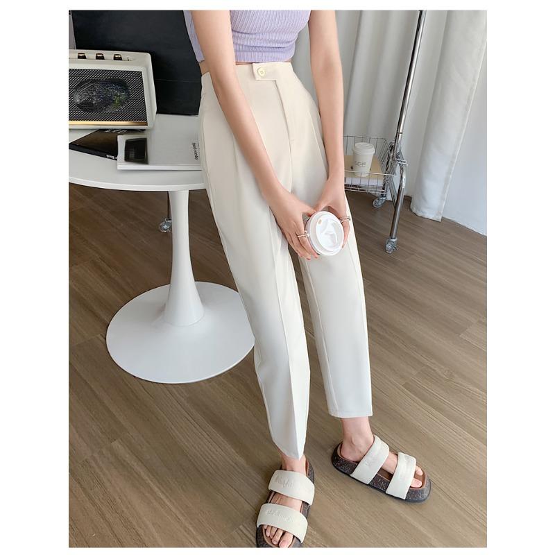 Drainpipe Style High Waisted Loose Fit Trousers for Women