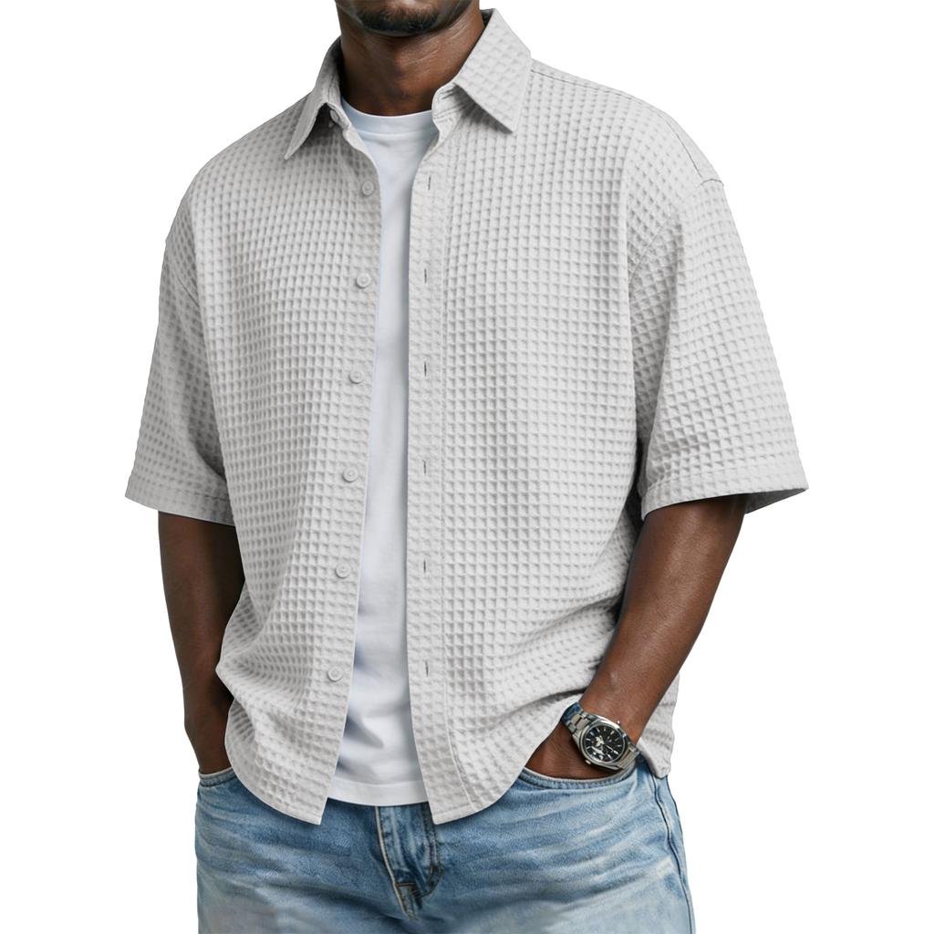 Мужская повседневная рубашка с пуговицами и коротким рукавом