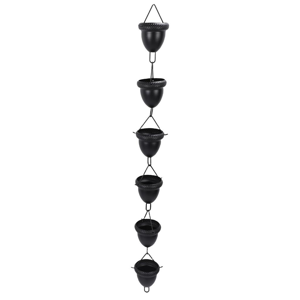 Black Acorn Rain Chain 3.6ft Decorative Rain Catcher Chain for Gutter Downspouts Aluminum Alloy