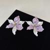 1 pair Luxury Enamel Iris Earrings Zinc Zinc Alloy Metal Flower Ear Studs Golden and Silver Earrings  Banquet