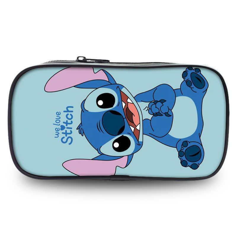 Charming Stitch Student Pencil Case Durable Polyester Cartoon Stationery Holder