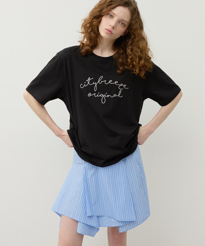 City Breeze Asymmetrical Drape Skirt_Stripe