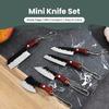 Mini Chef Knife Keychain with Sheath Knife Sharpener Multi-functional Pocket for Package Opener Box Cutter Letter