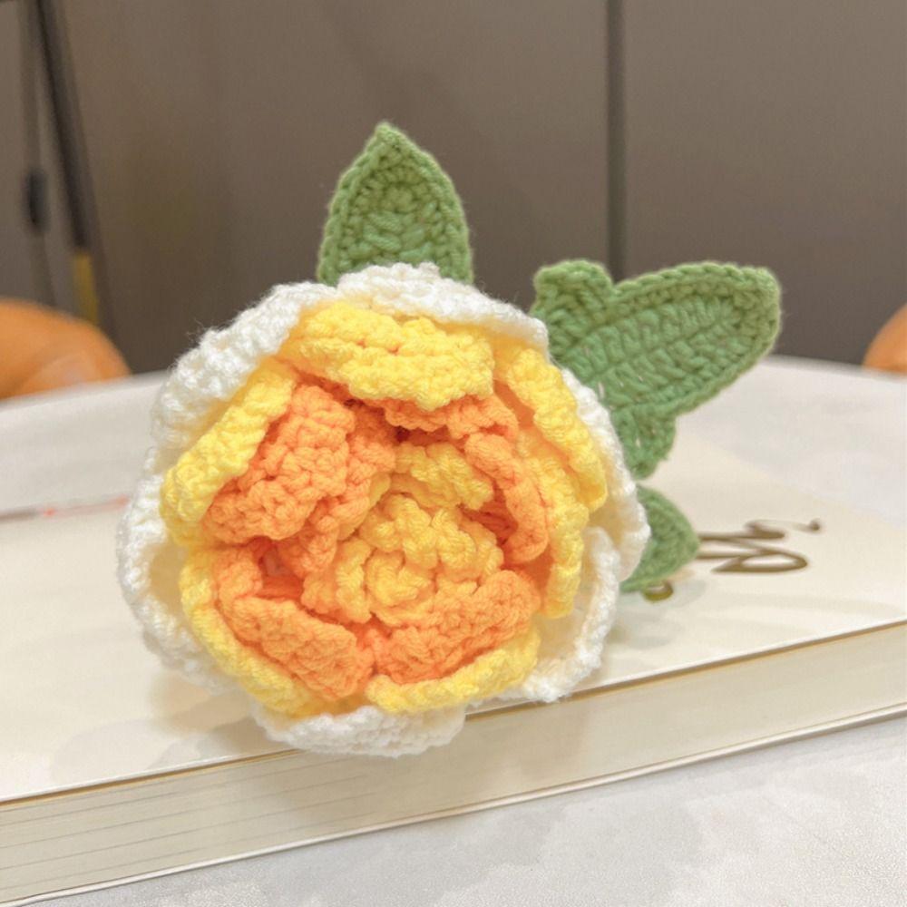 Букет пионов ручной работы, связанный крючком, градиентного цвета, имитация цветка, ручной вязки, вязаный пион, вязаный цветок, шерстяной искусственный цветок