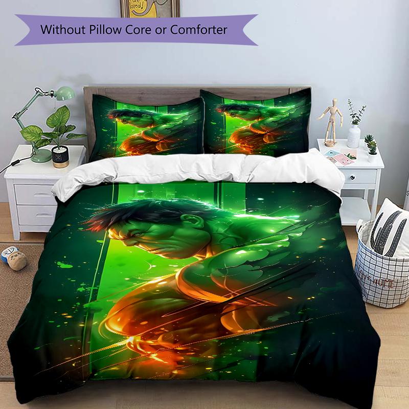 3Pcs Green Lantern Power Bedding Set Quilt Cover Pillowcase Home Christmas Xmas Halloween Gift 1 Duvet Cover 2 Pillowcase M929179