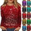 Long Sleeve Shirts For Women Cute Print Graphic Tees Blouses Casual Plus Size Basic Tops Pullover Christmas