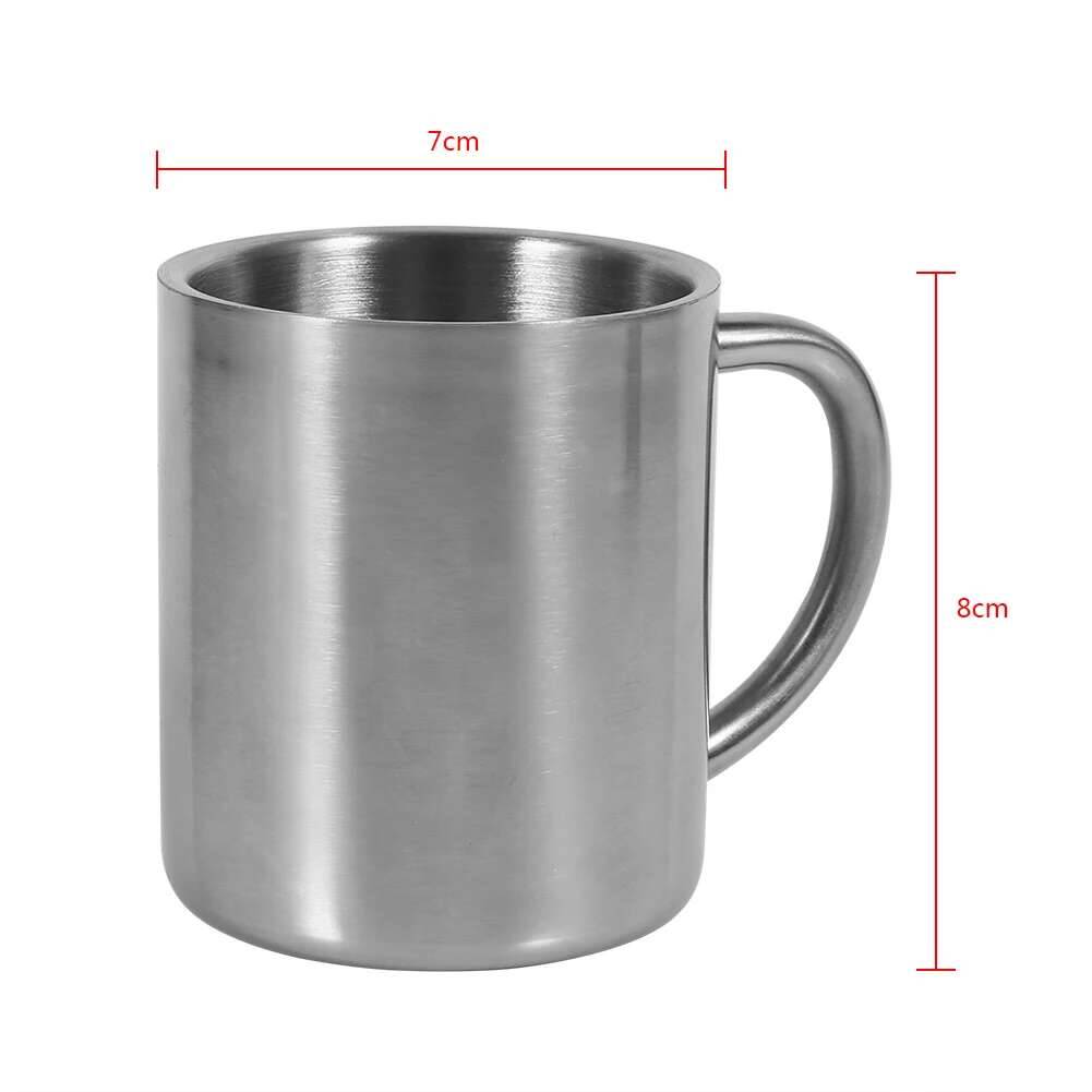 220ml Drinking Portable Stainless Steel Double Wall Mug Travel Camping Mugs Coffee Tea Milk Cup