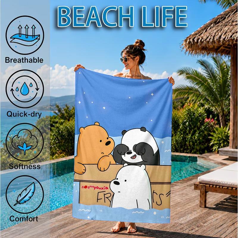 Nightly Friends bears Adventure Beach Towel, Microfiber Beach Towel, Perfect For Pool, Beach, Travel, Home Decor Beach Party Fan gifts