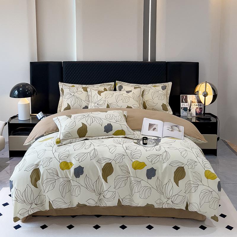 Утолщенный хлопок с начесом, четырехсекционный пододеяльник с цветочным принтом, хлопковое постельное белье с пасторальным принтом, пододеяльник