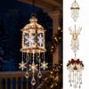 Holiday Room Hanging Decor Christmas Bell Chandelier, Lighted Deer Decoration with Cascading LED Strands, Snowflake Indoor Lights Sphere Lantern