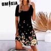 Women's Floral Print Short Sleeve O-Neck Dress