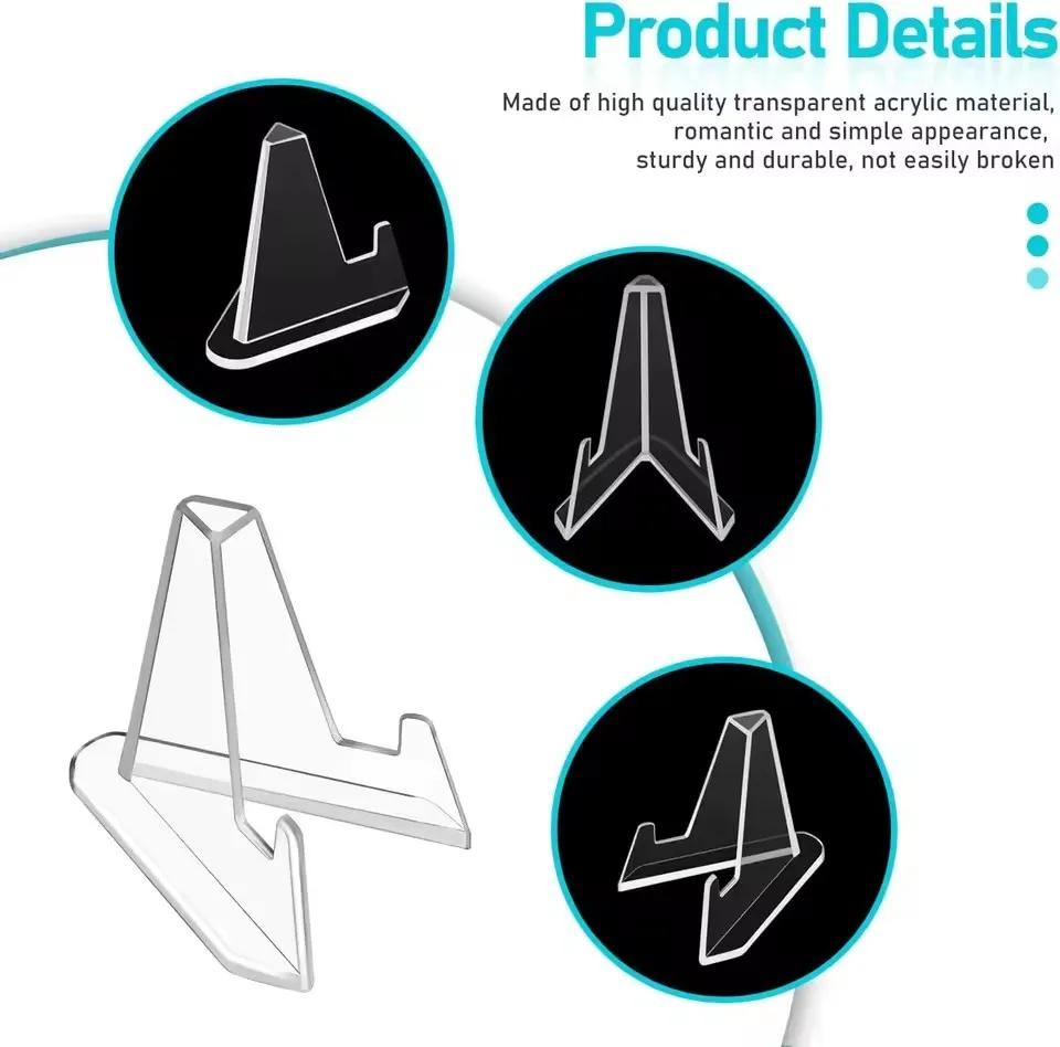 Acrylic Transparent Triangle Display Stand Multifunction Commemorative Coin Cards Mobile Phone Holder Desk DIY Decoration Rack
