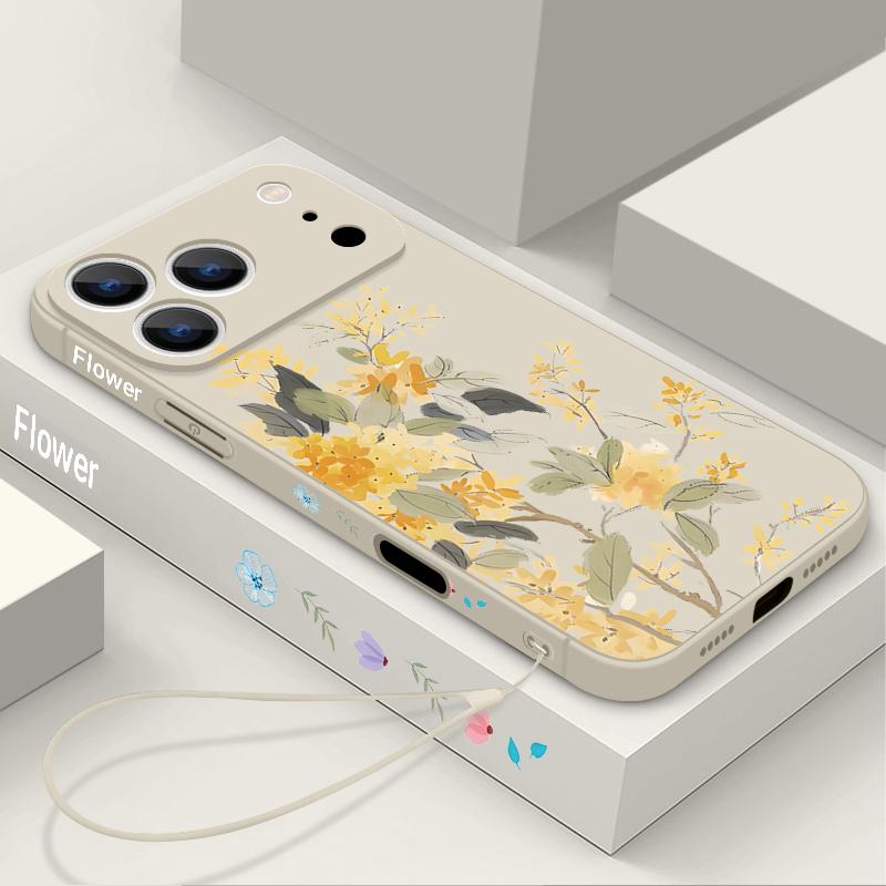 Чехол-шнурок INS с принтом подсолнуха для iPhone 17 Pro Max iPhone 16 15 14 13 Pro Max 11 16E 17E Мягкий силиконовый задний чехол для телефона