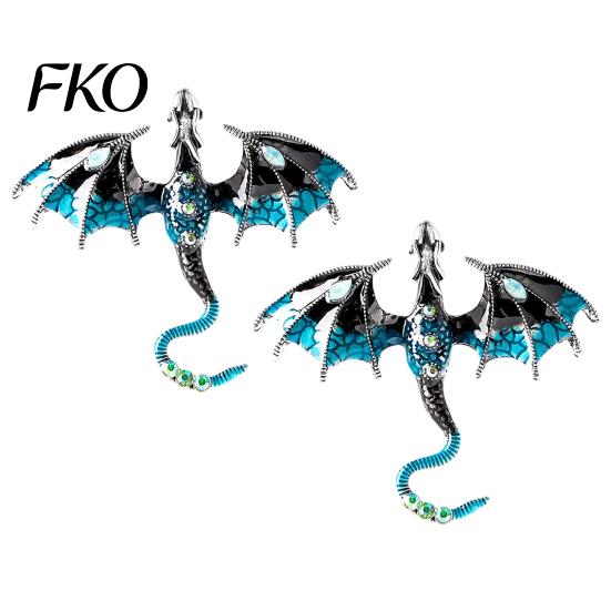Cardigan Dragon Brooch 2Pcs Rhinestone Flying Brooch, Western Winged Lapel Pin, Pin Clip Sweater Coat Suit Scarf Decor, Men Jewelry Accessories